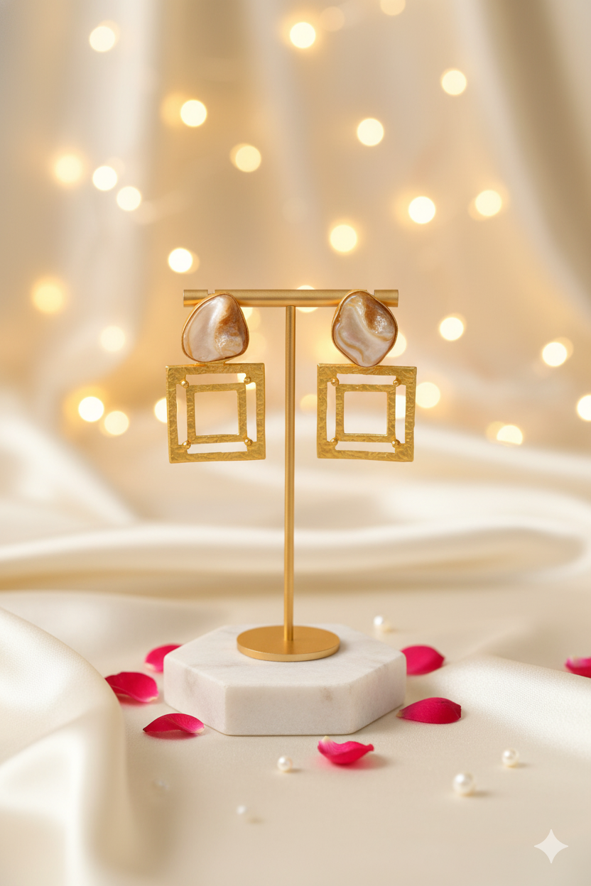 Matte Finish Pearl Earrings Jewellery with Contemporary Design