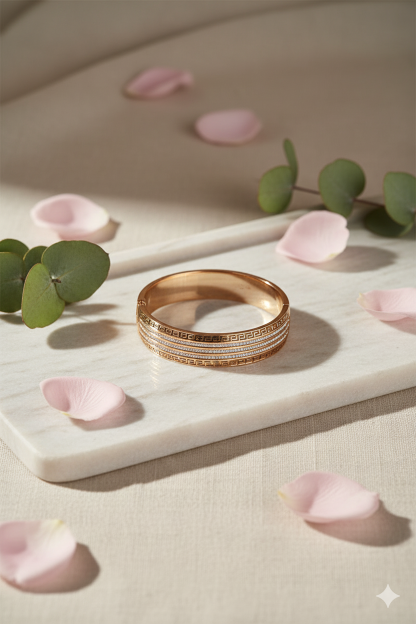 Copper Finish AD Jewellery Bracelet with Secure Lock Design