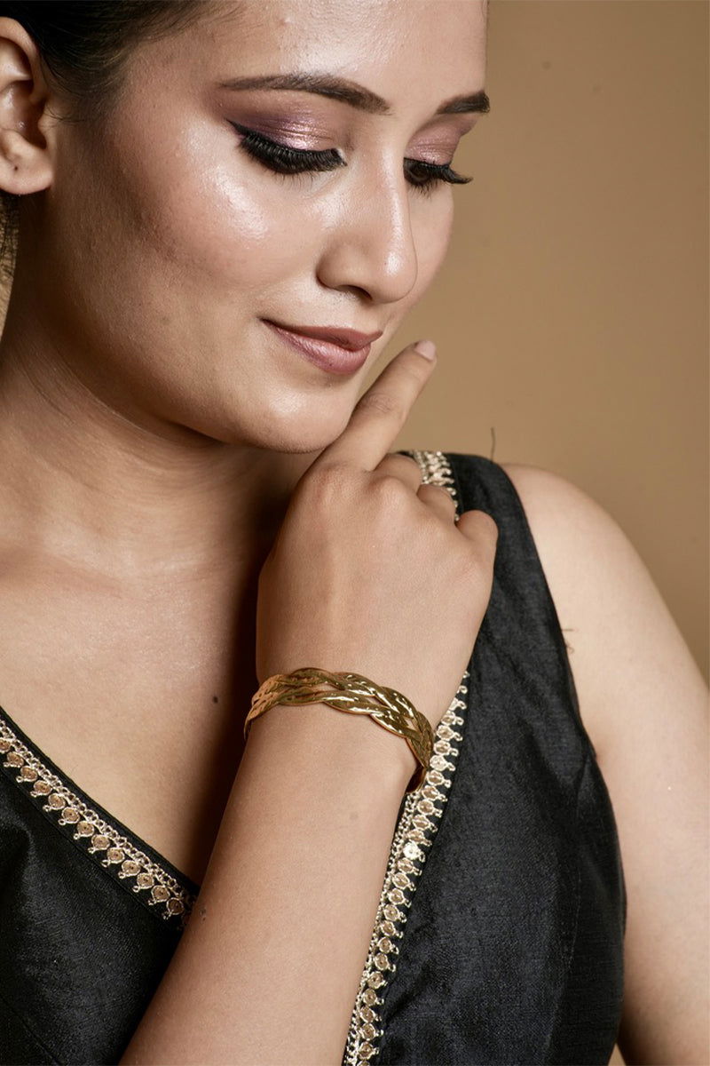 Golden Cross Layered Cuff Metal Bracelets - Mayrake