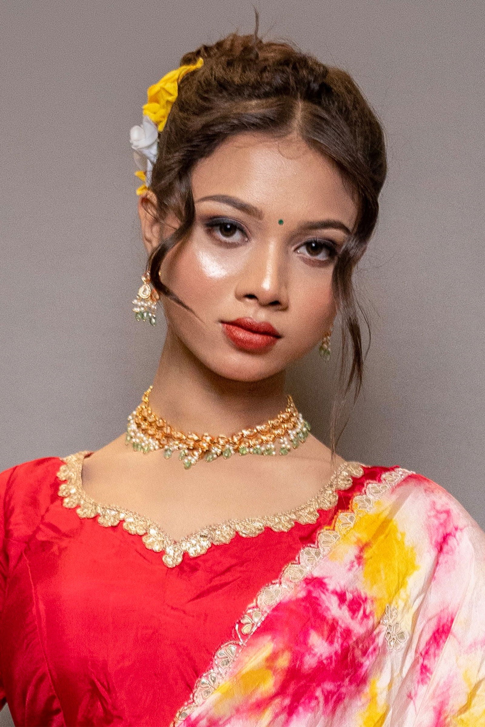 Kundan Necklace with Beads and Pearls - Mayrake