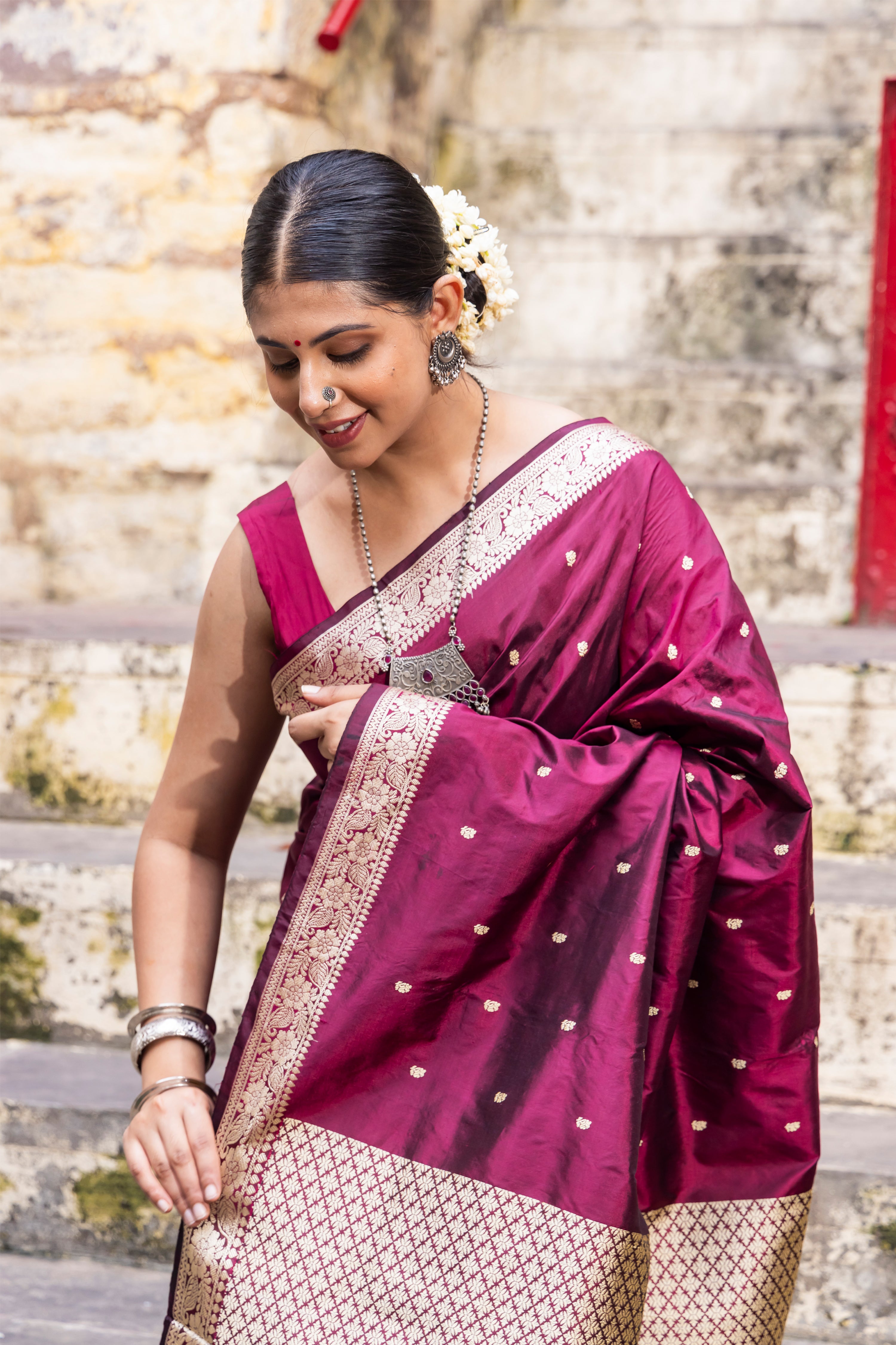 Handloom Ink Blue Pure Katan Silk Banarasi Saree