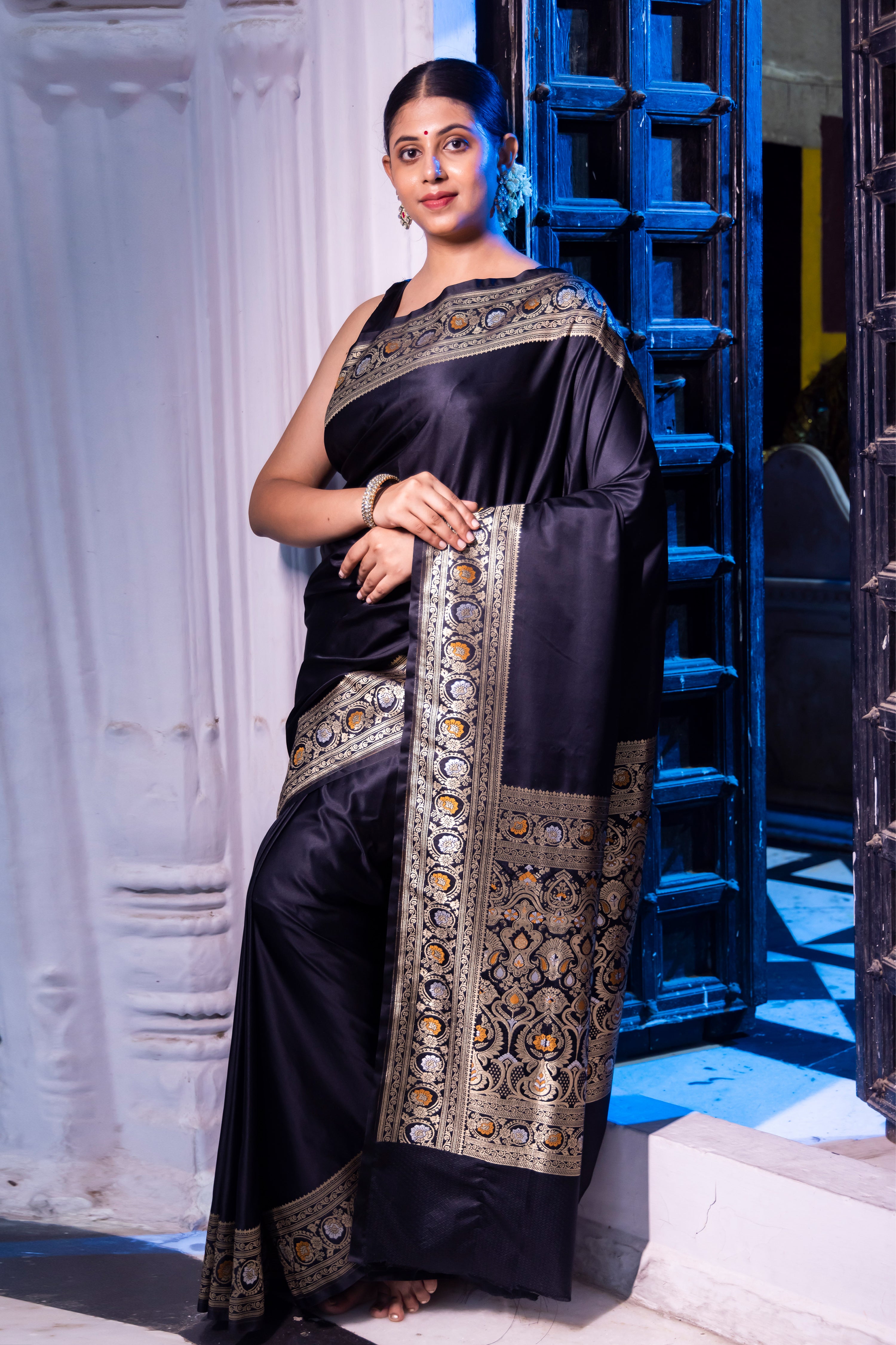 Handloom Fuchsia Pink Mashru Silk Banarasi Saree