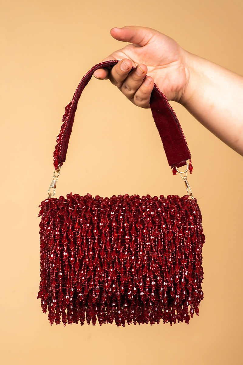 Black Clutch with Tassels and Beads