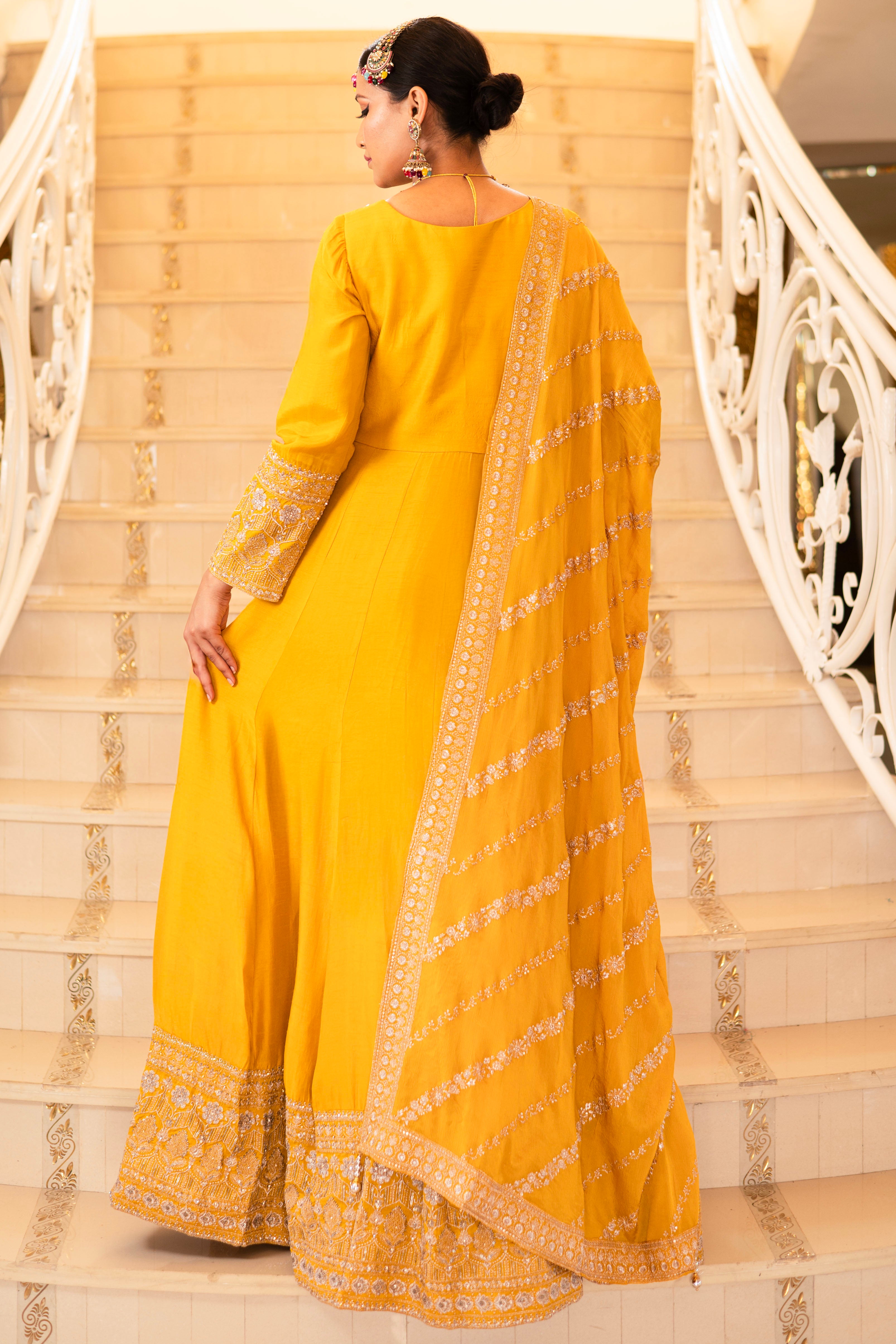 Teal Green Viscose Silk Zari Embroidered Floor Length Anarkali Set