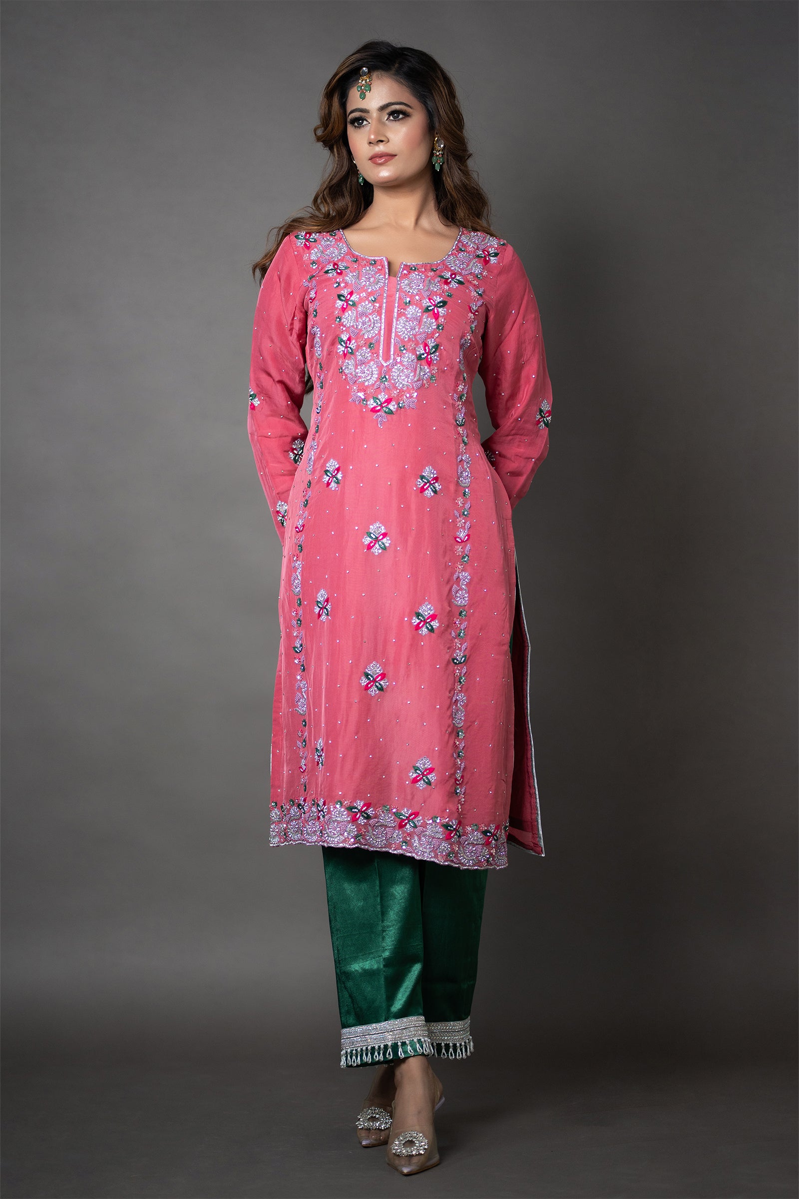 PinkGeorgetteKurtaSet_0008