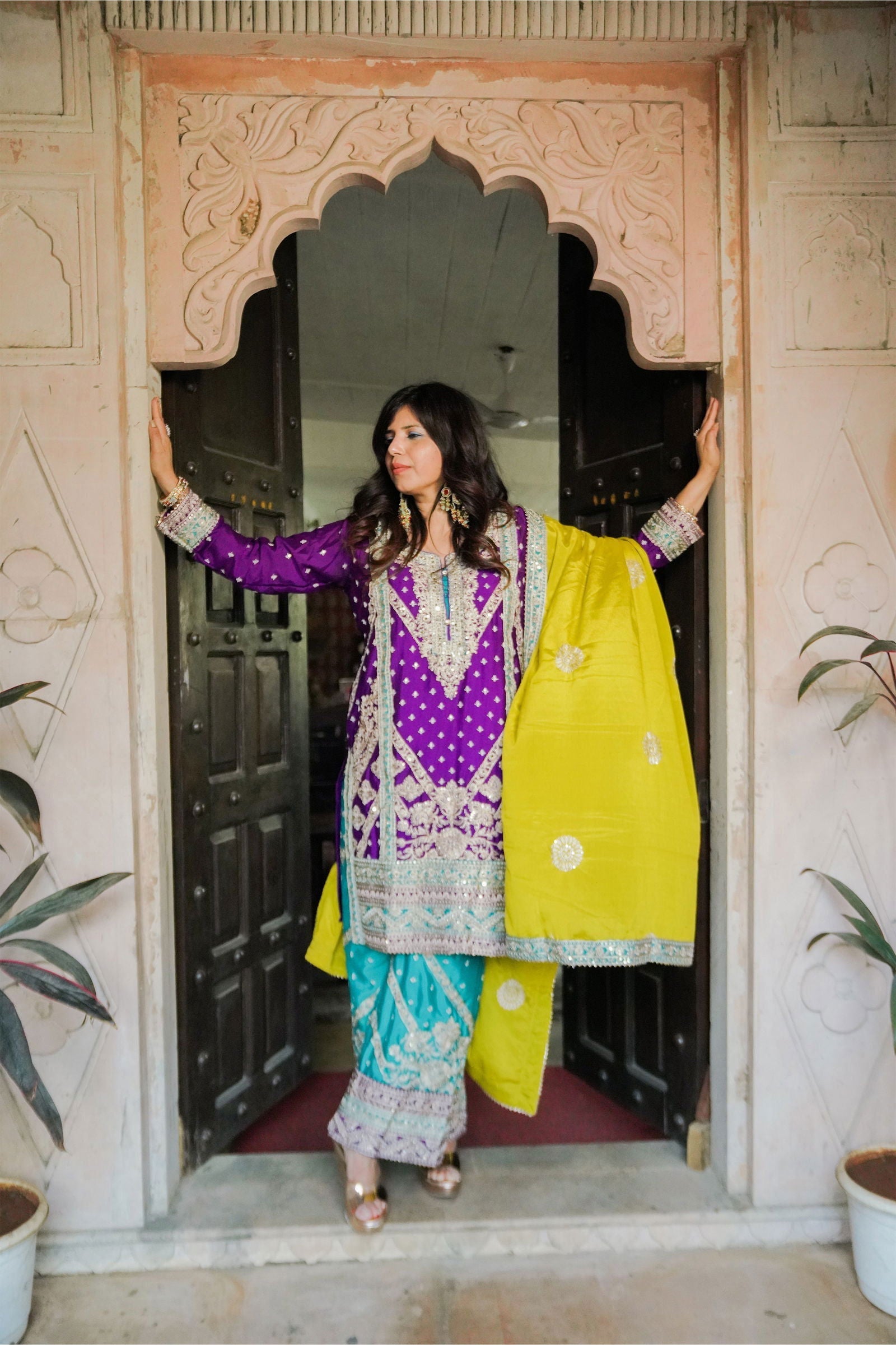 Purple Georgette Embroidered Suit - Mayrake.in