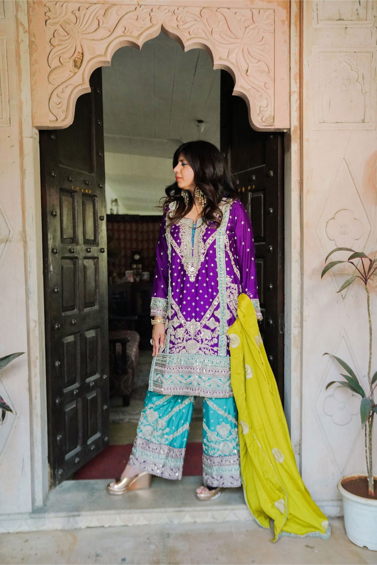 Purple Georgette Embroidered Suit - Mayrake.in