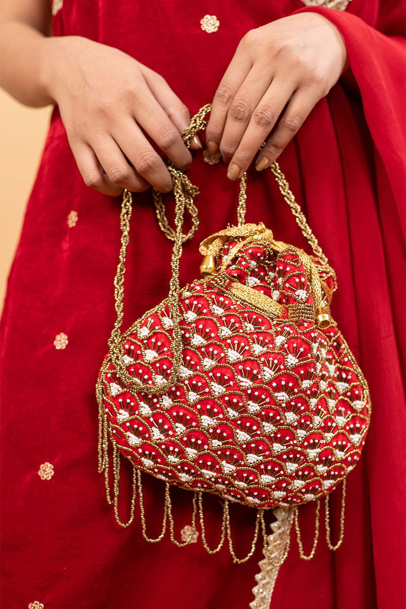 Red Velvet Embroidered Palazzo Sets - Mayrake.in