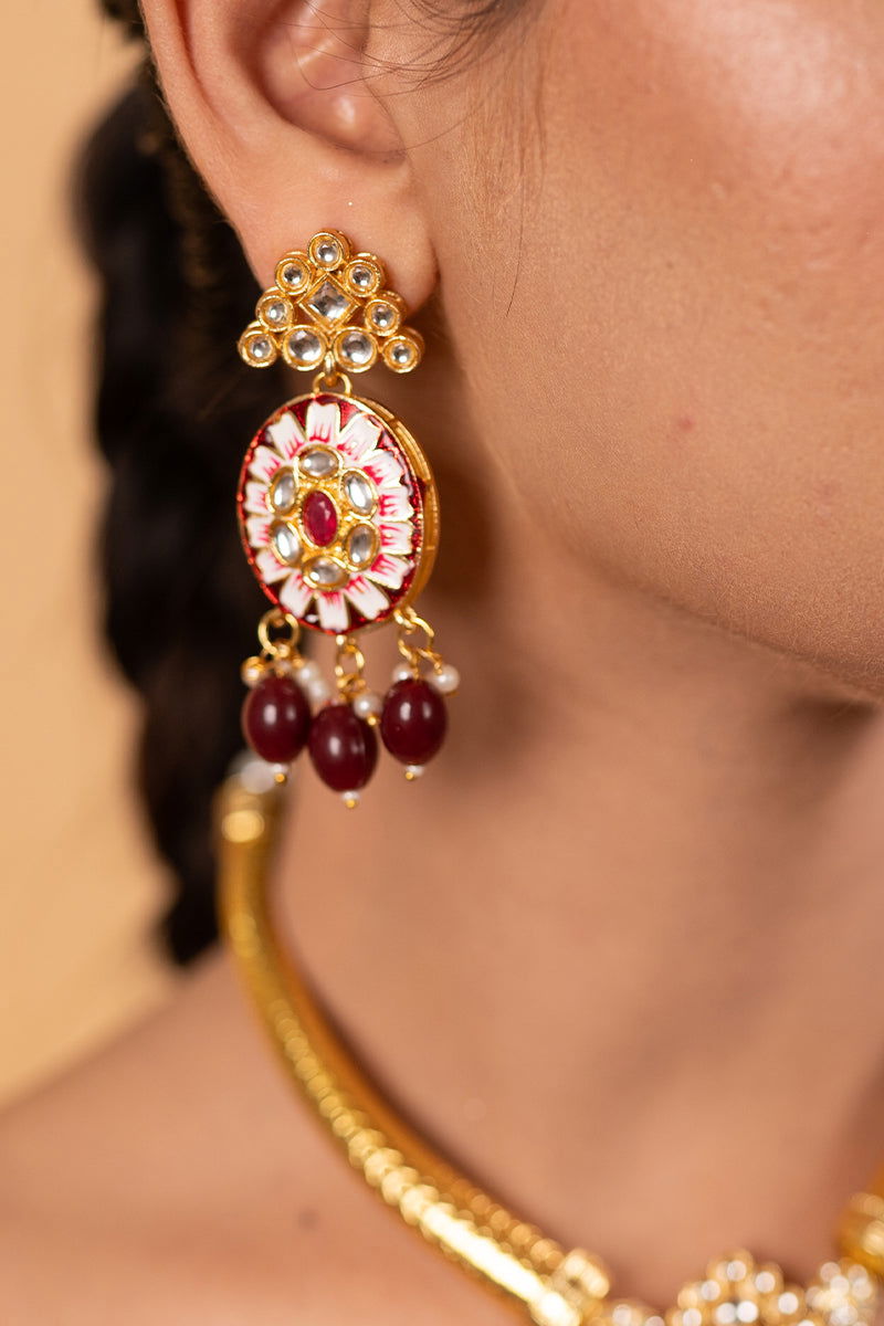 Red Velvet Suit with Embroidered Border, Palazzo Pants, and Matching Dupatta - Mayrake -