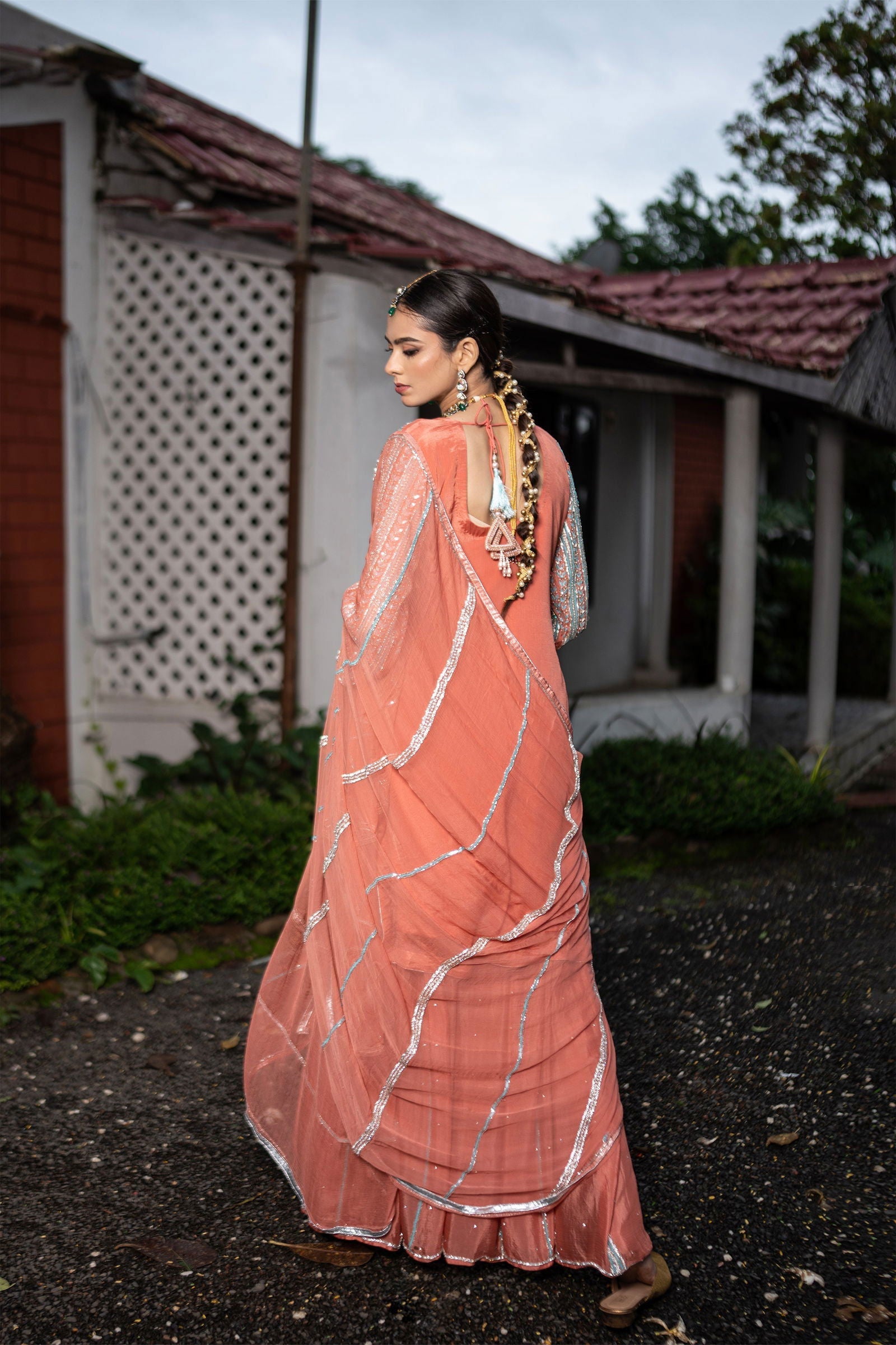 Rust Brown Georgette Handwork Zardozi Embroidered Sharara Suit - Mayrake.in