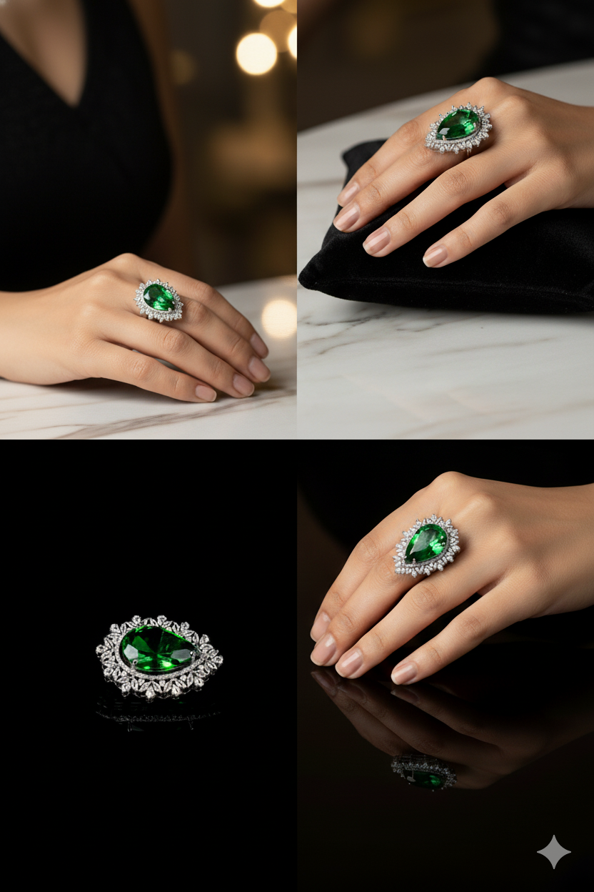 Stunning Star Cut American Diamond Ring Jewellery