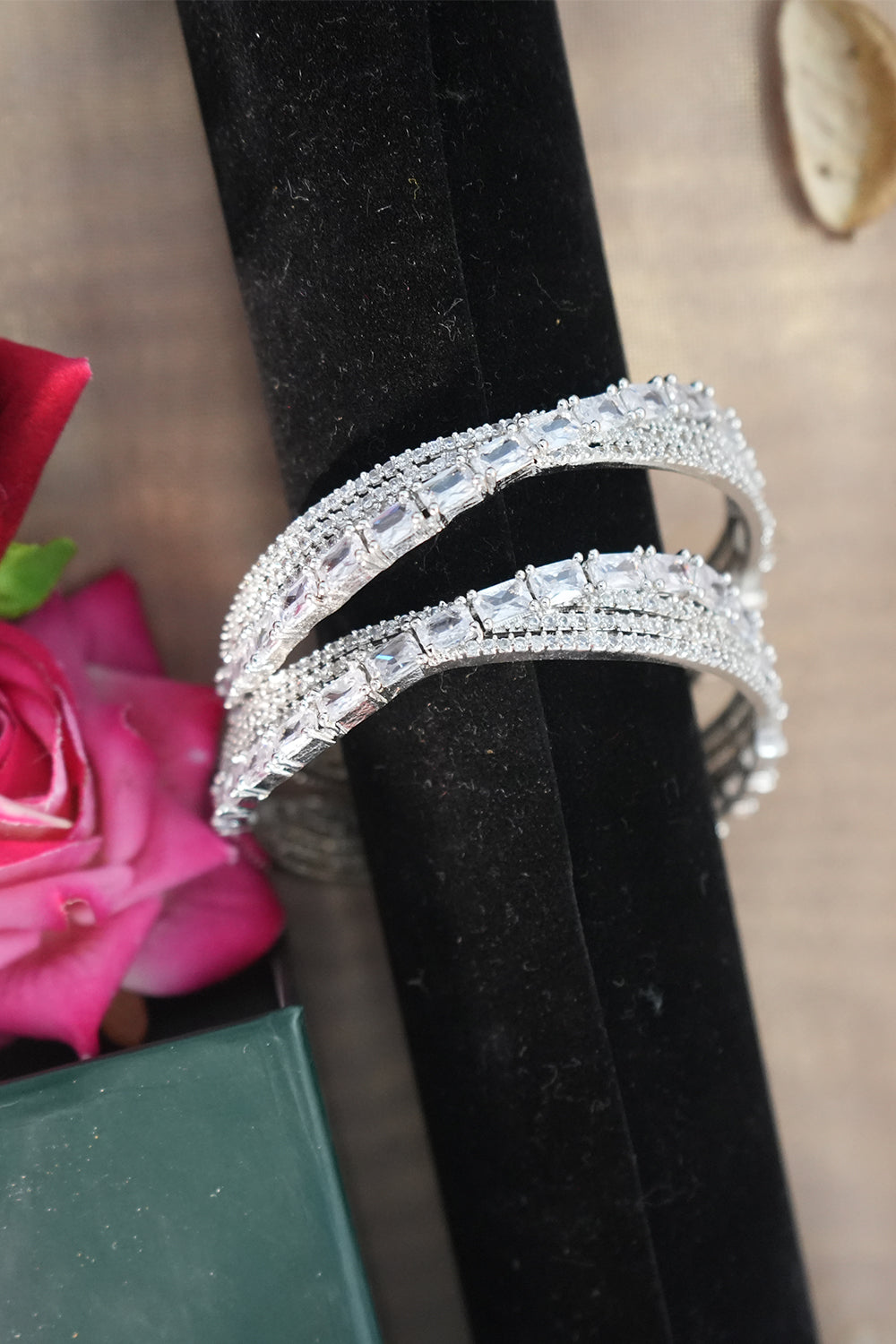 Sparkling Designer Antique Shape AD Bangles Set Jewellery