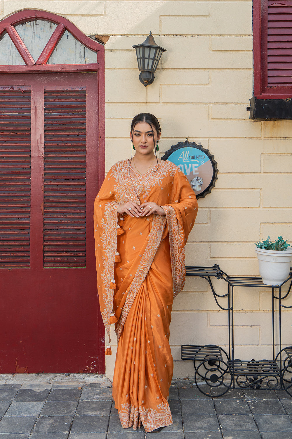 Two Blouse Concept – Rose Pink Georgette Saree with Sequin and Zari Work