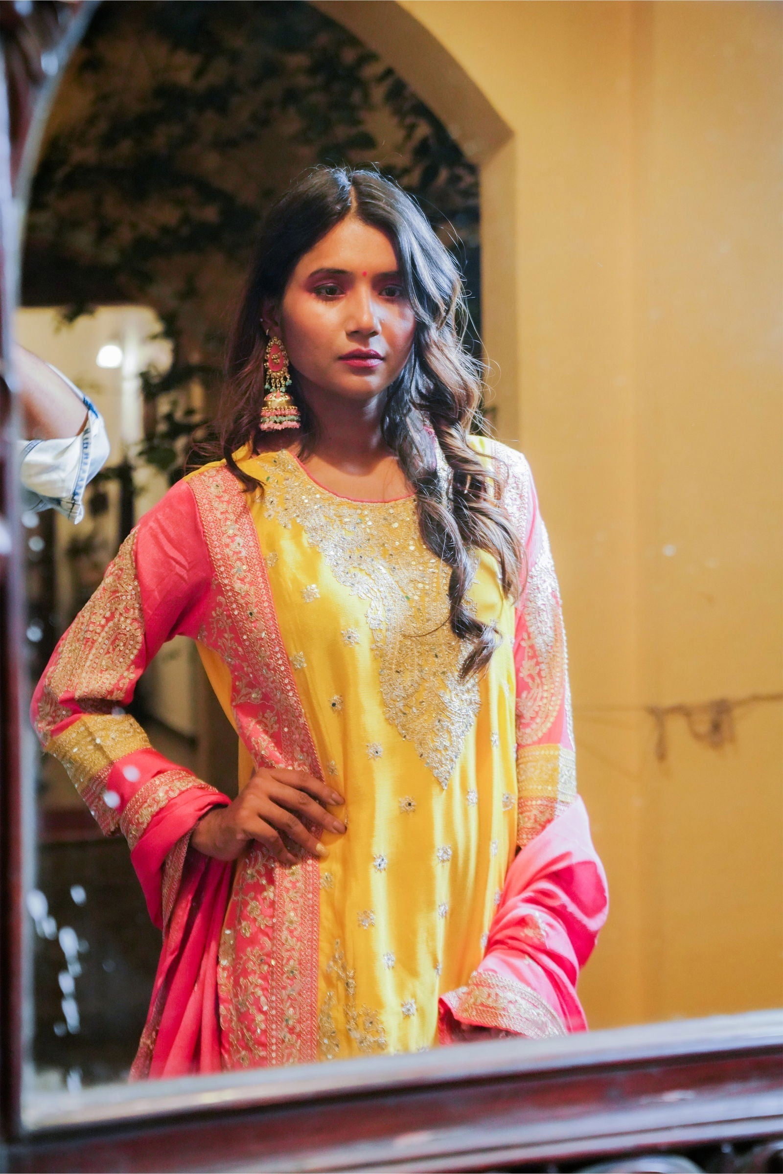 Yellow Dupion Silk Embroidered Suit - Mayrake.in