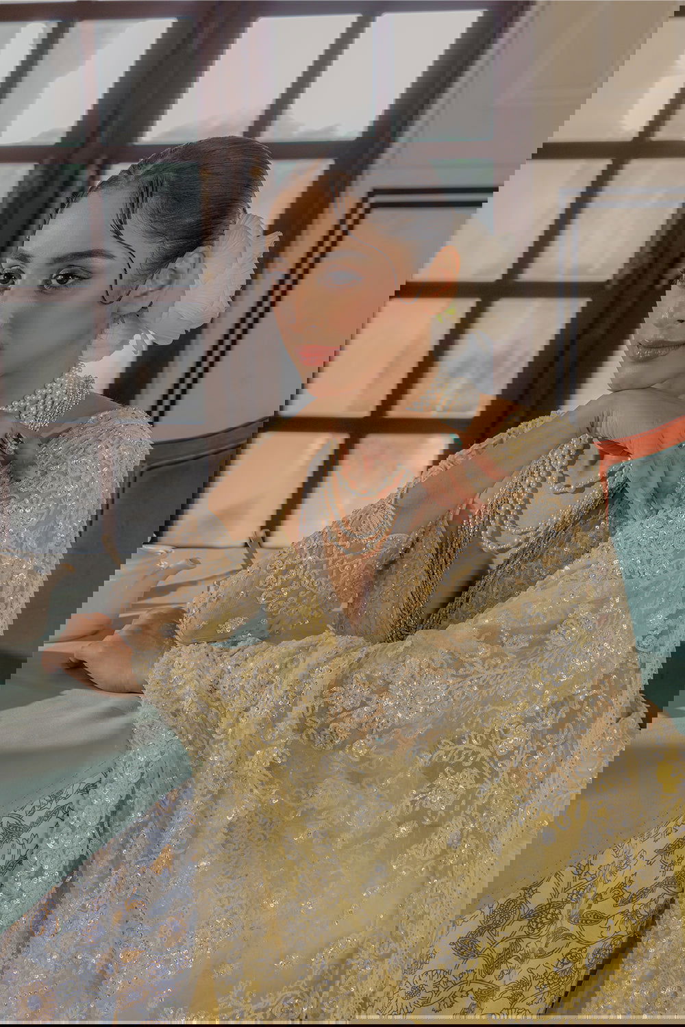 Yellow Super Net Saree with Sequin and Swarovski Work - Mayrake.in