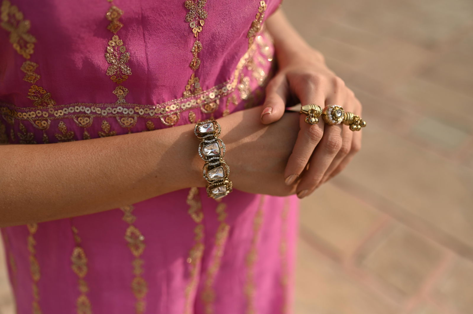 Zarkin White Stone Bracelet with AD Design - Mayrake -