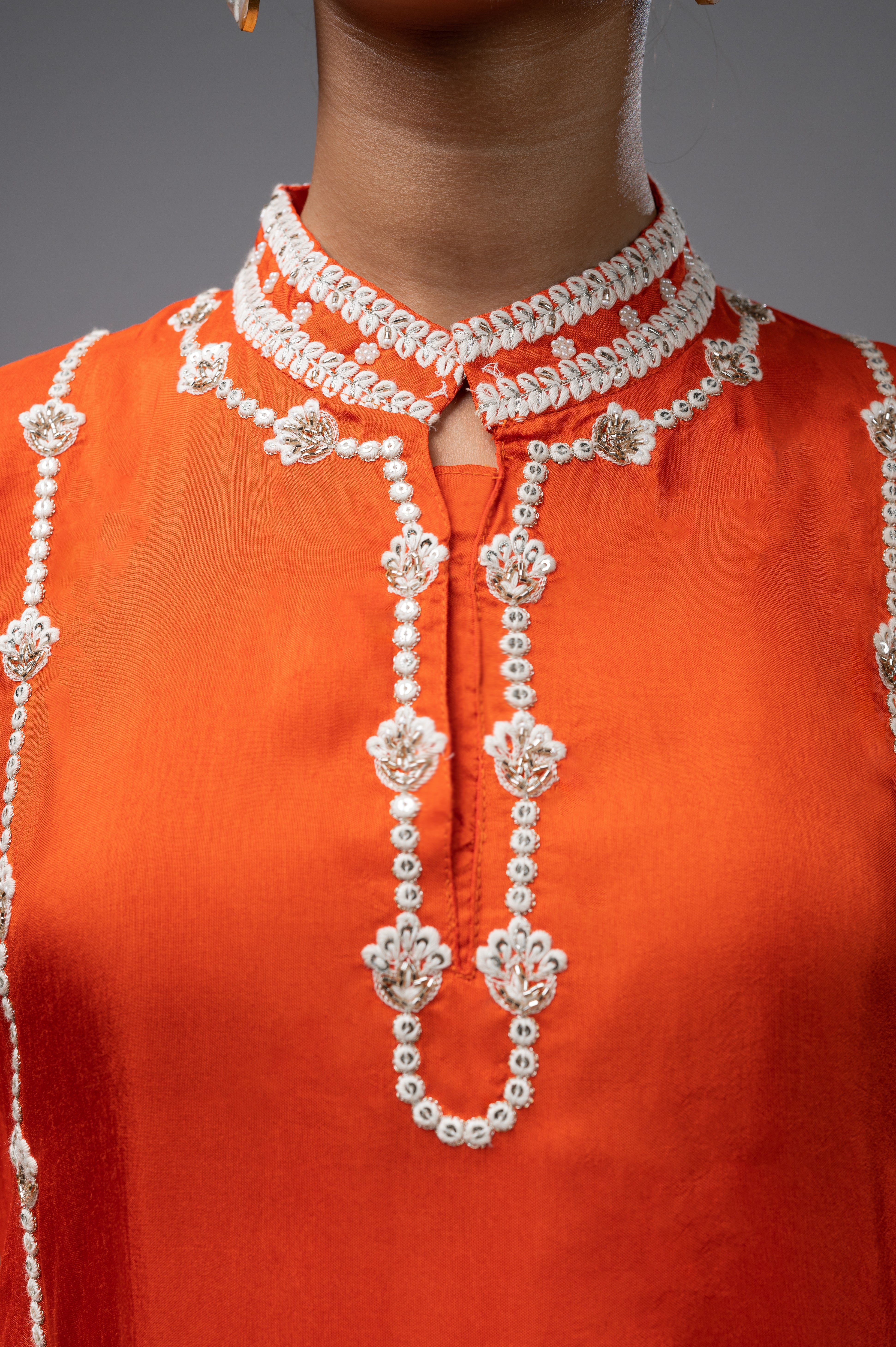 Purple Palazzo Crepe Kurta Set with Silver Embroidery