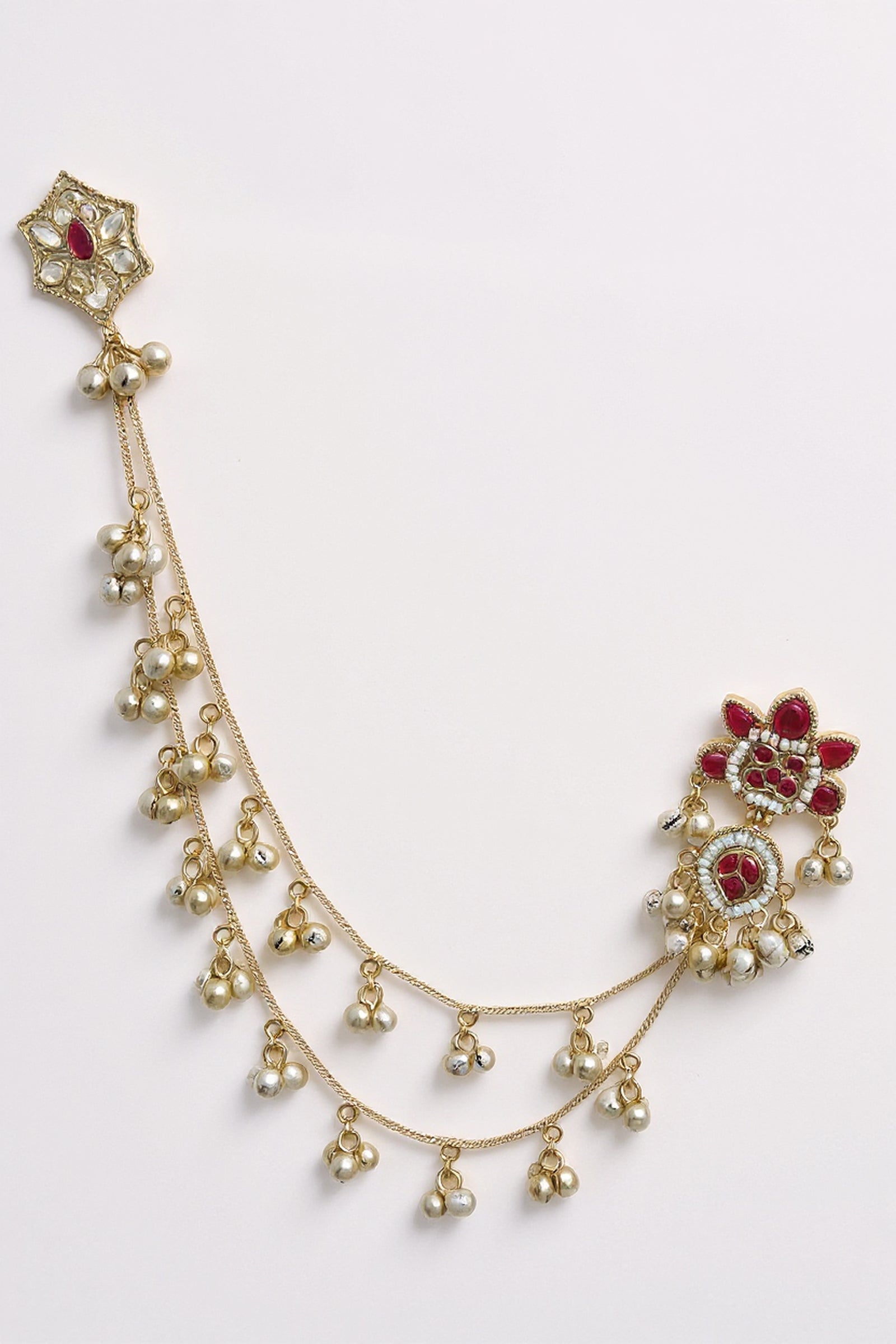 Red Teardrop Stone Earrings with Kanoti Chain