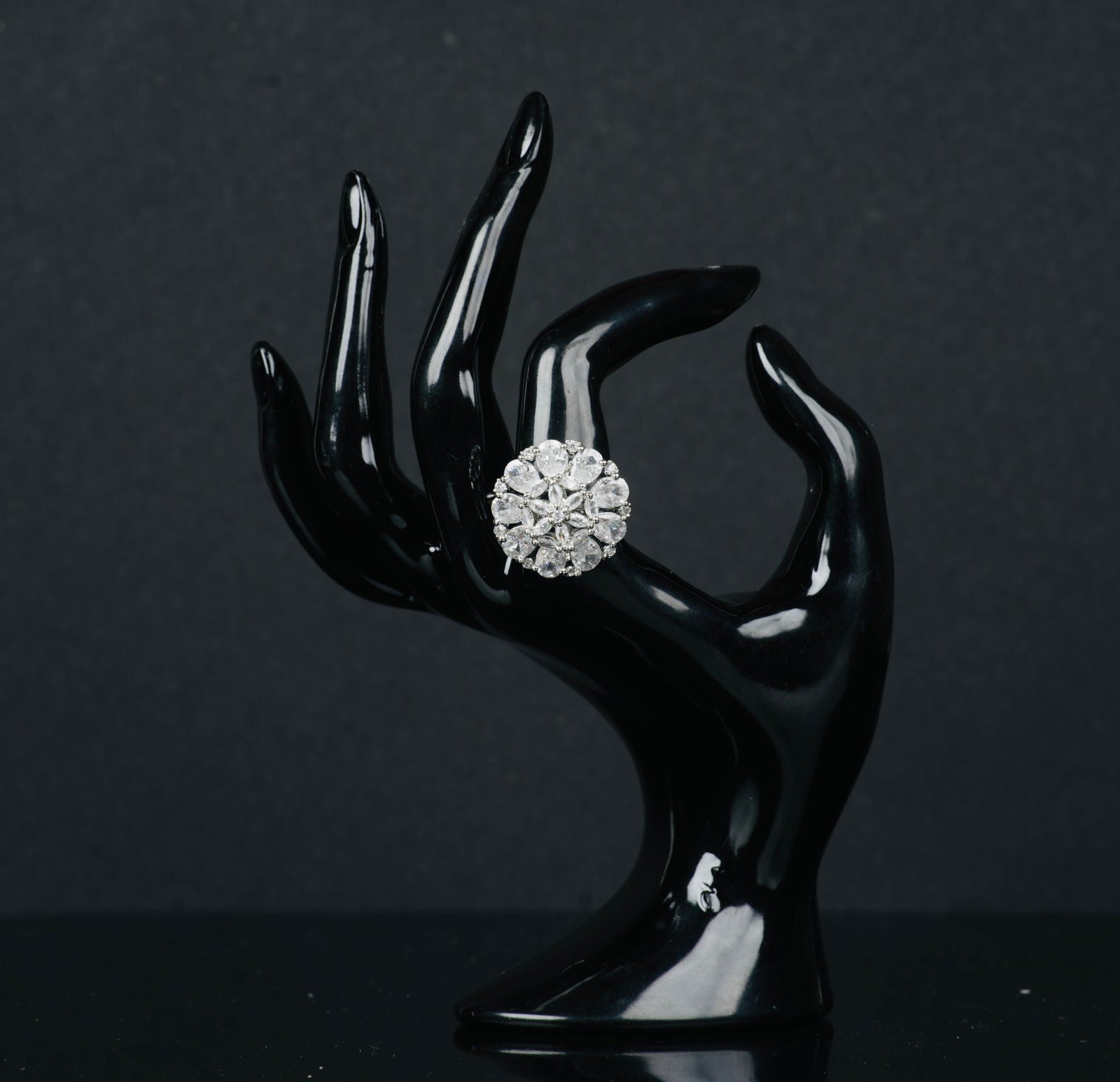 American Diamond Round Shaped Golden-Colored Multiple Stone Ring - Mayrake.in