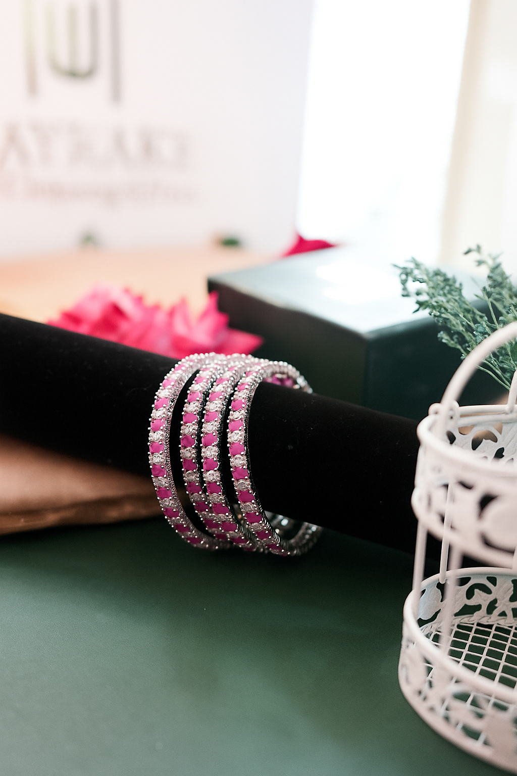 Sparkling AD Ruby Stones Bangles Jewellery Set of Four