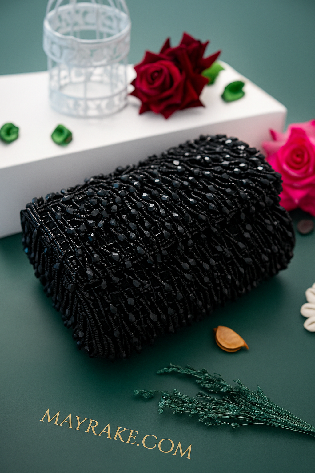 Maroon Red Clutch with Tassels and Beads