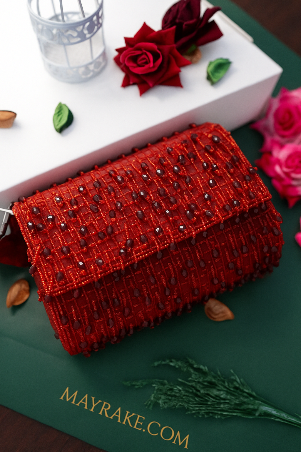 White Clutch with Tassels and Beads