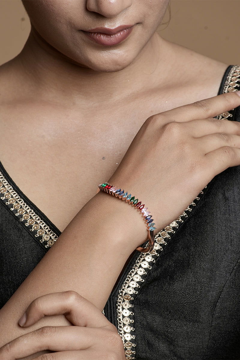 Copper bracelet with multicolor stones and a link lock - Mayrake