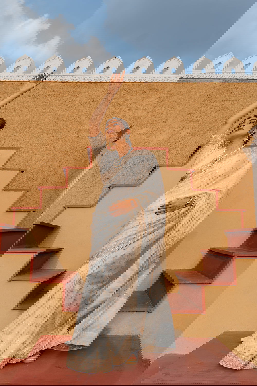 Cream Silk Saree with Golden Buti Work and Rich Zari Border - Mayrake.in