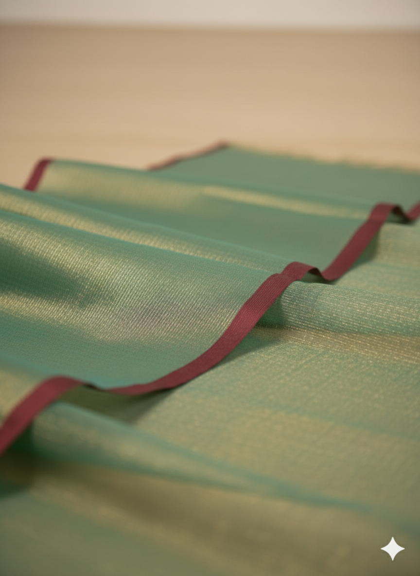 Parrot Green Khadi Cotton Tissue Saree