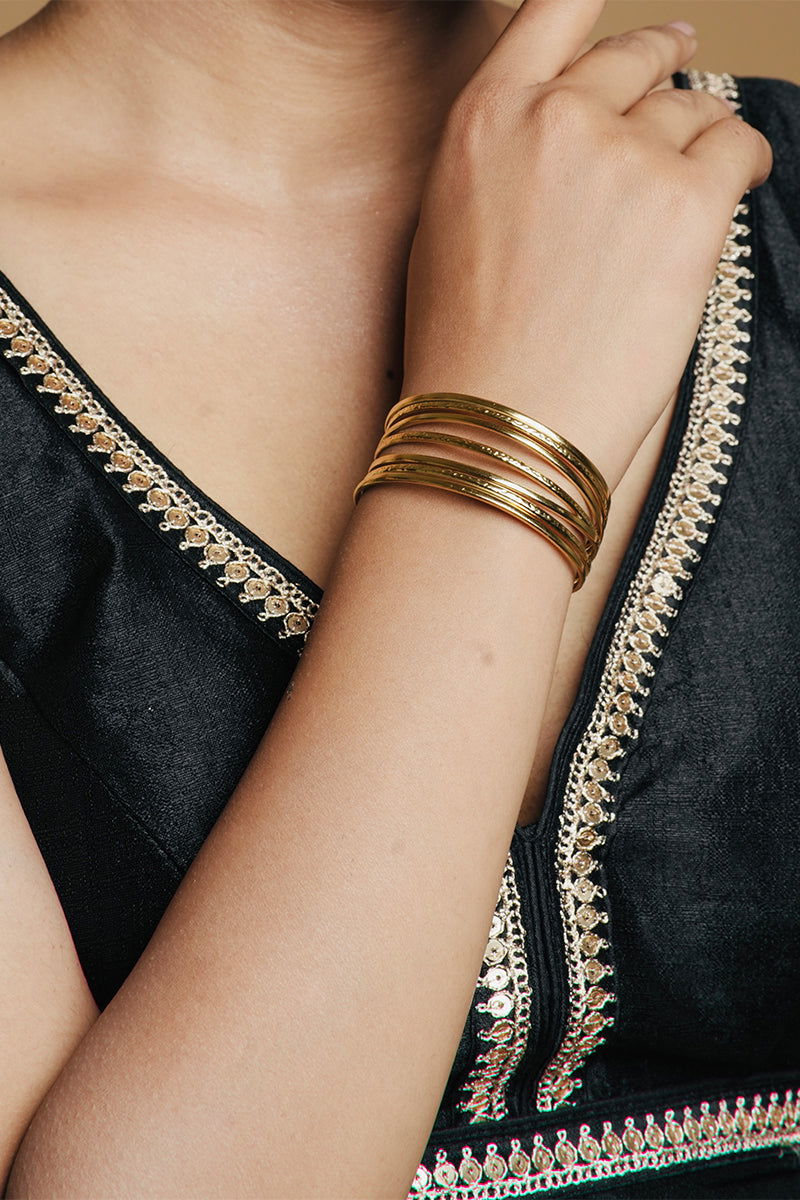 Golden Layered Cuff Metal Bracelets - Mayrake