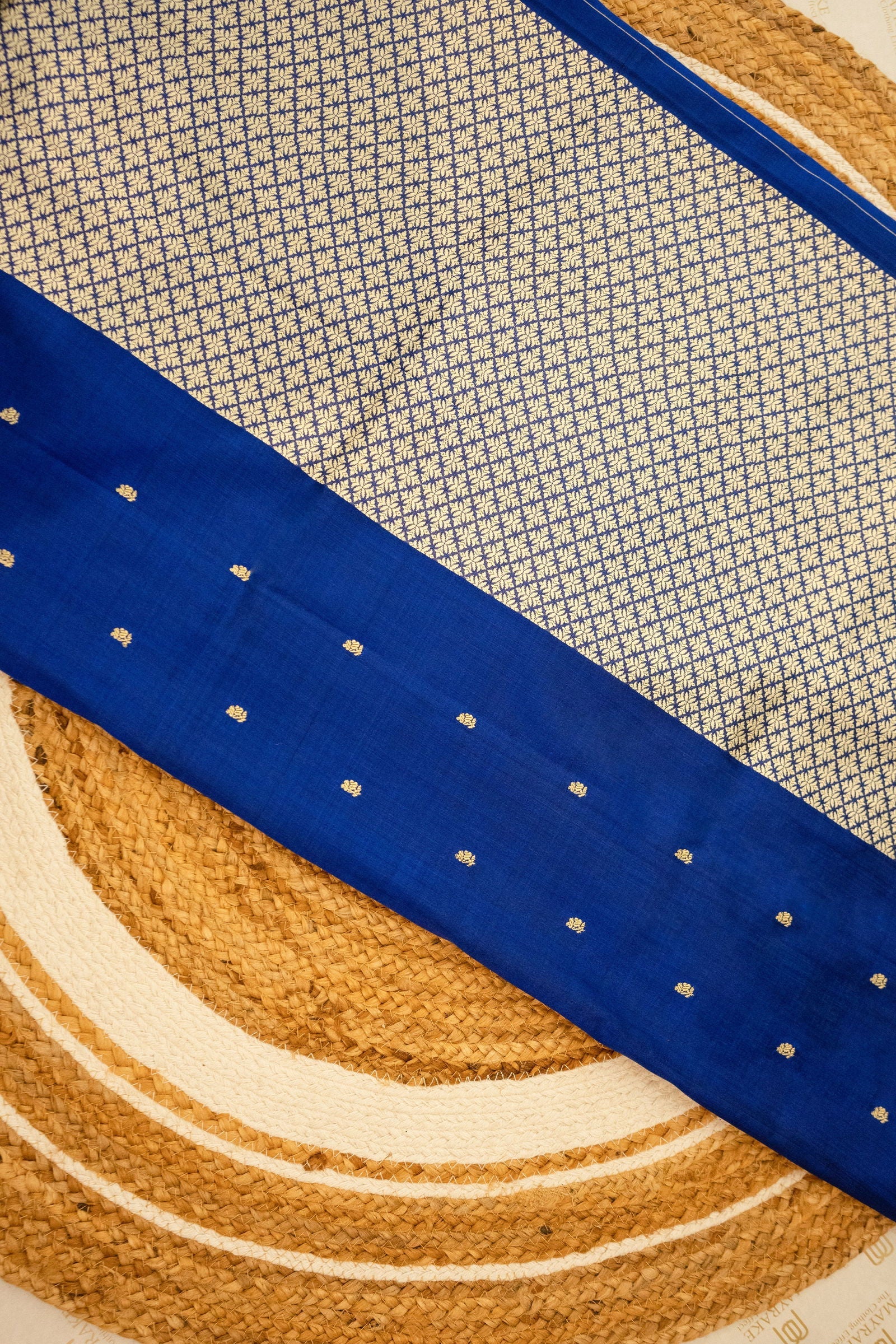Handloom Ink  Blue Pure Katan Silk Banarsi Saree - Mayrake