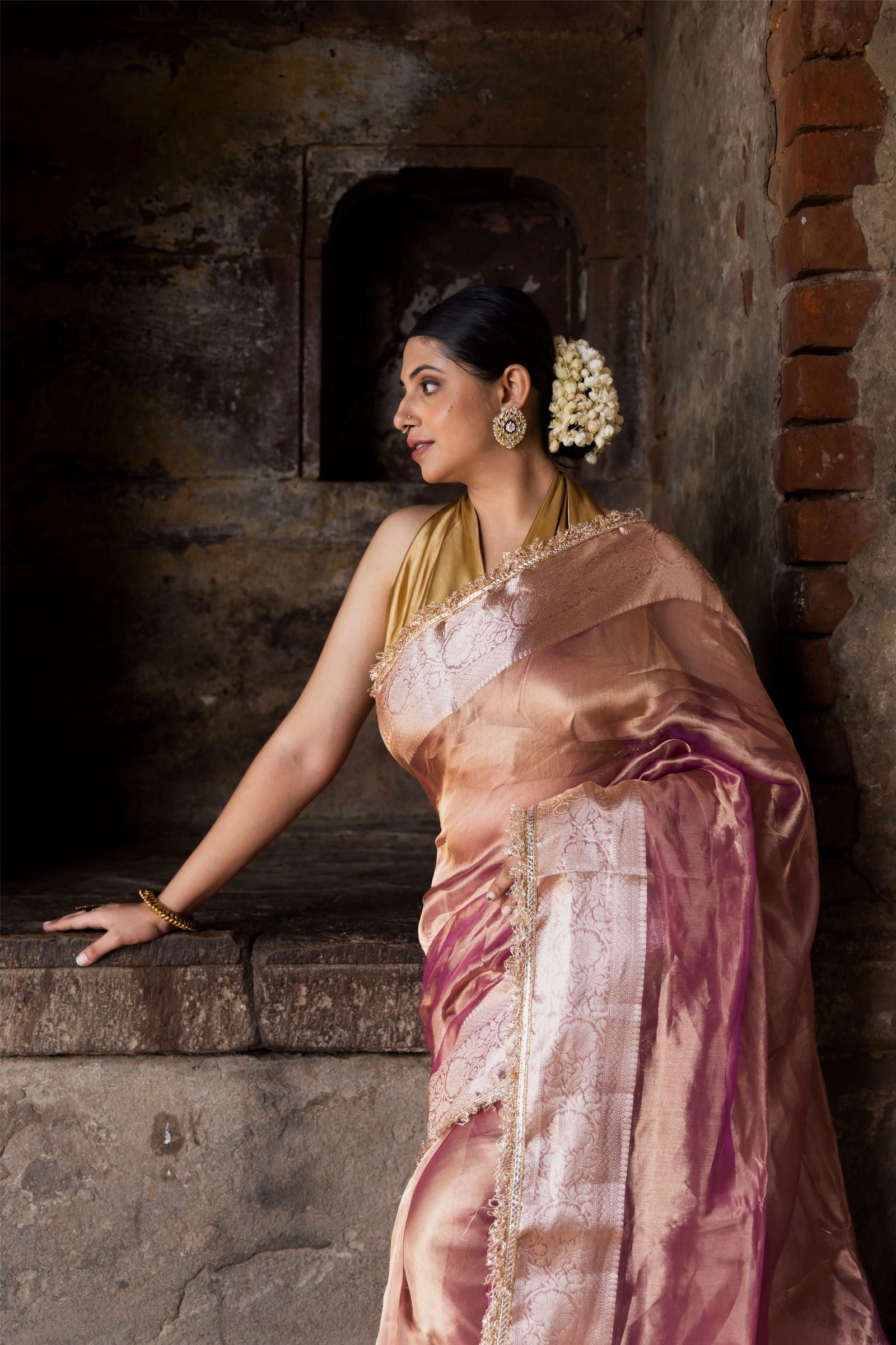 Handloom Maroon Pure Katan Tissue Silk Banarasi Saree - Mayrake.in