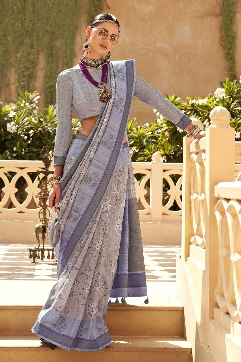 Indigo Viscose Raw Silk with Smart Bengal Design and Aqua Finish - Mayrake
