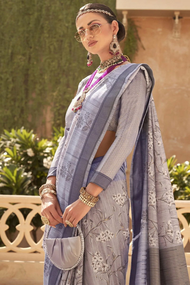 Indigo Viscose Raw Silk with Smart Bengal Design and Aqua Finish - Mayrake