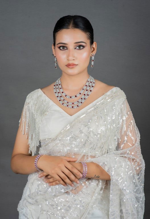 Black Super Net Saree with Sequined Swarovski Work
