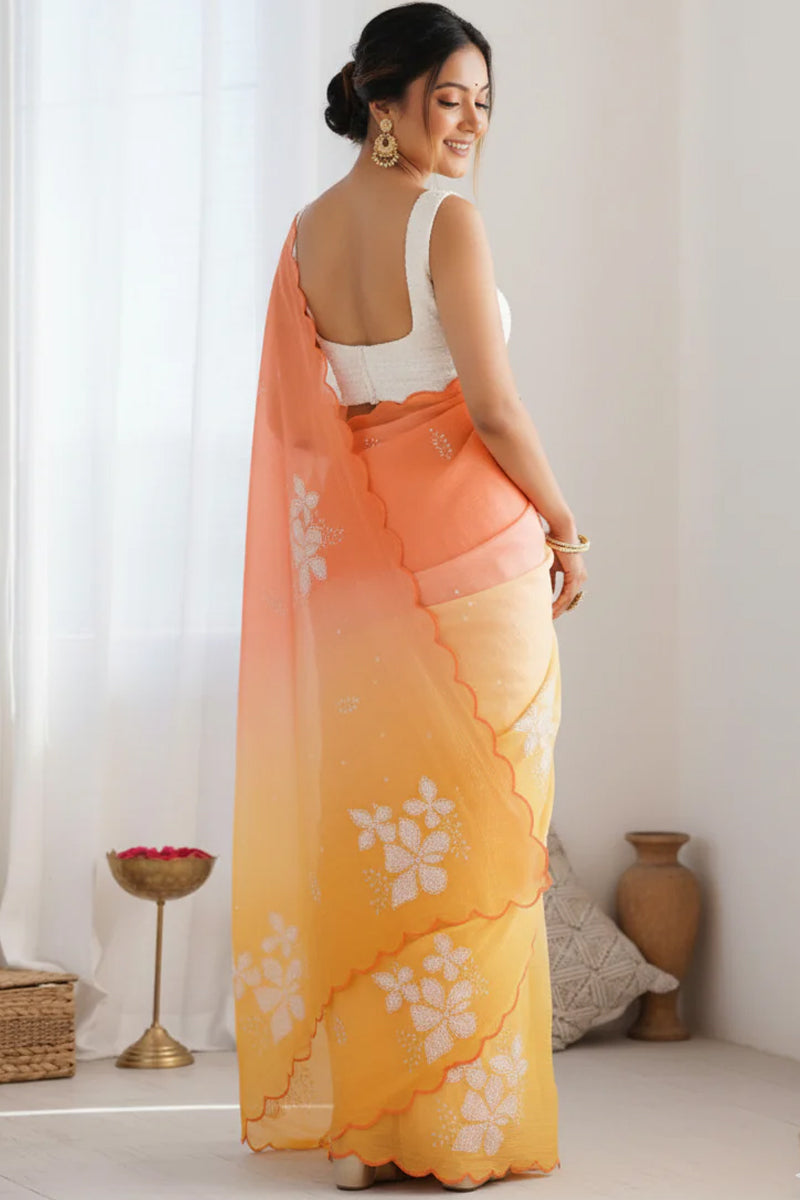 LightOrangeSilkSaree3