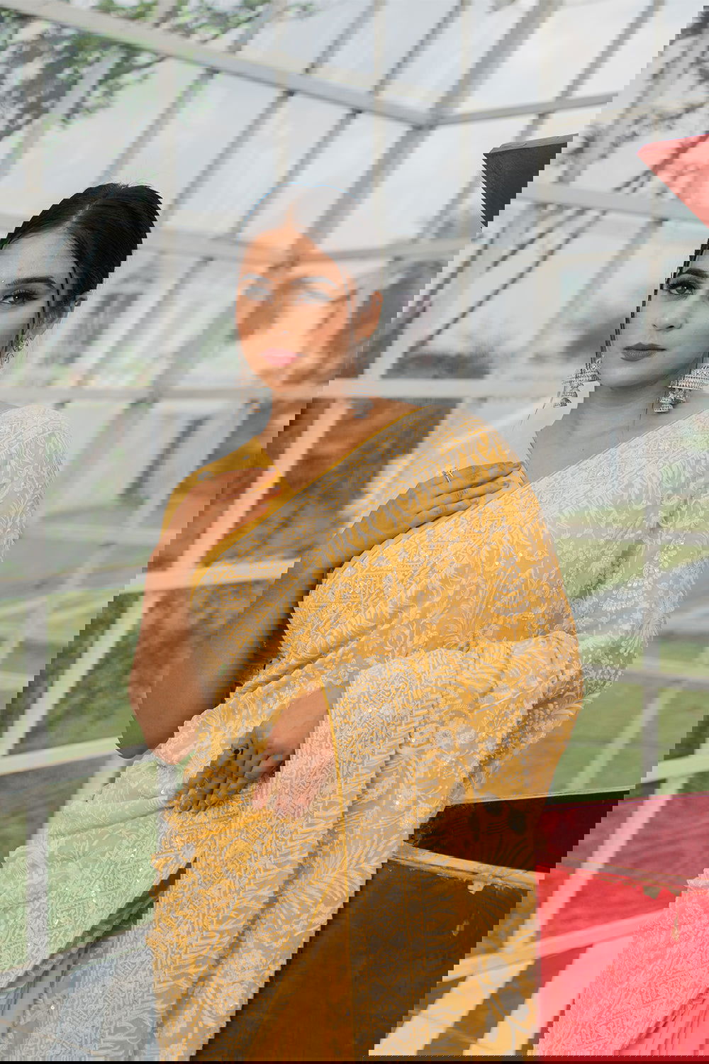 Light Yellow Lucknowi Georgette Saree with Beautiful Tassels and Zari Work - Mayrake.in