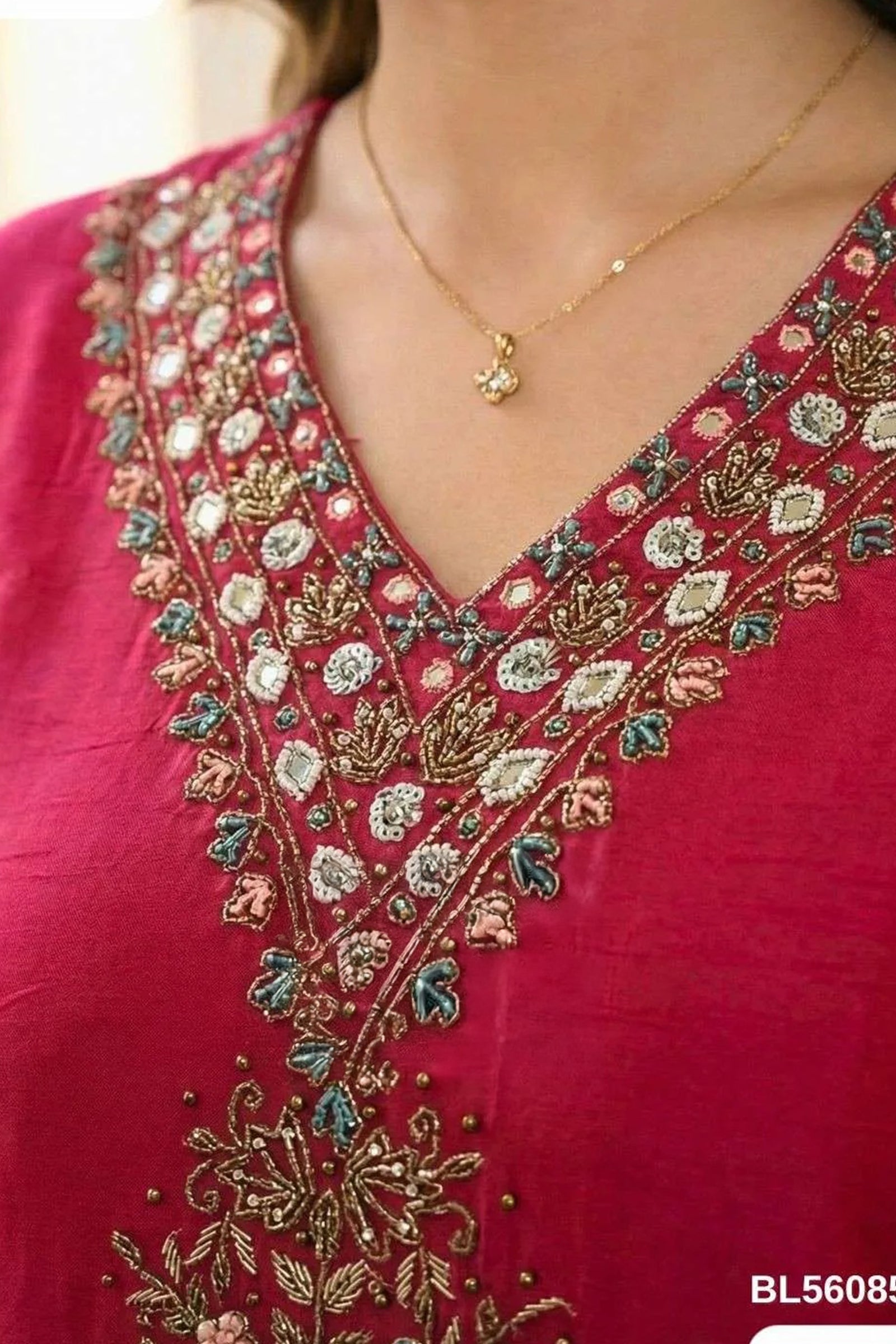 Red Crepe Silk Straight Kurta with Straight Pant and Zardosi Work