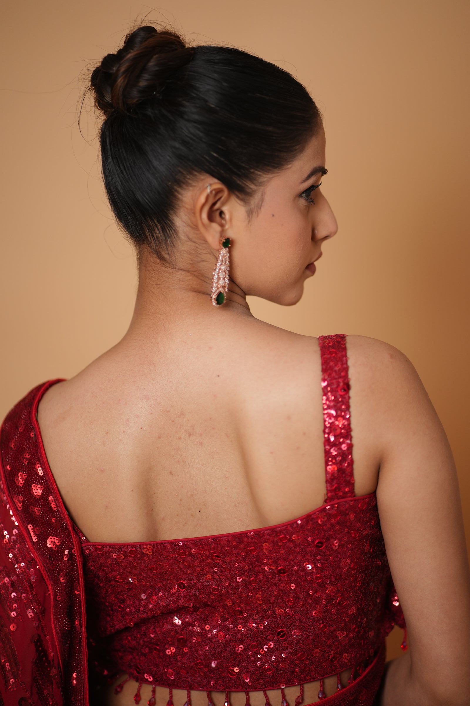 Turn Heads in the Mayrake Crimson Red Sequin Saree