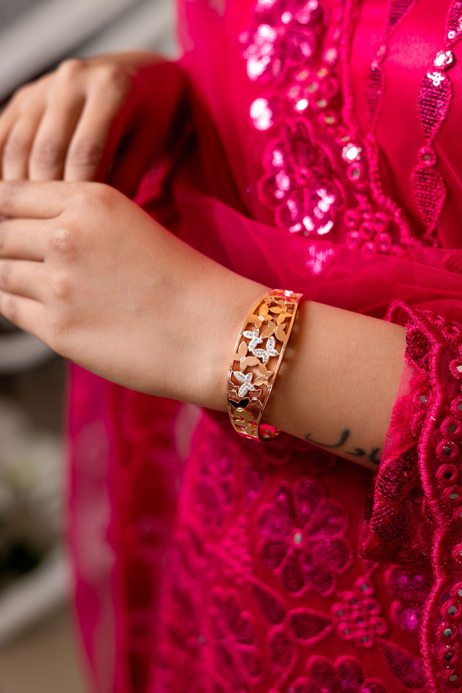 Mayrake Butterfly Rose Gold Classy AD Bracelet - Mayrake.in