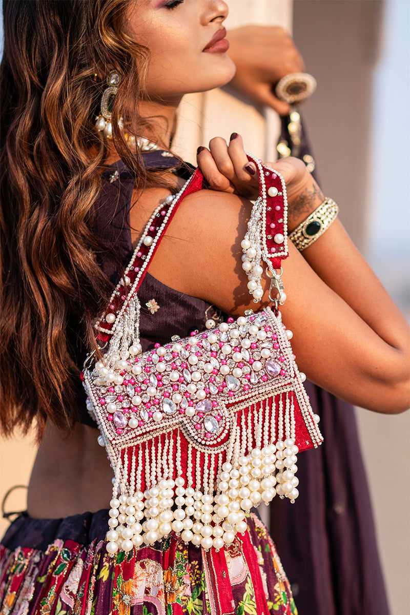 Multi-Color Pastel Lehenga Skirt with Zardosi Crop Top and Embroidered Dupatta - Mayrake.in