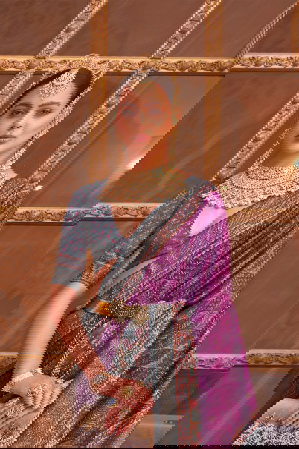 Purple Raw Silk Saree with Regal Bovine Motifs - Mayrake.in