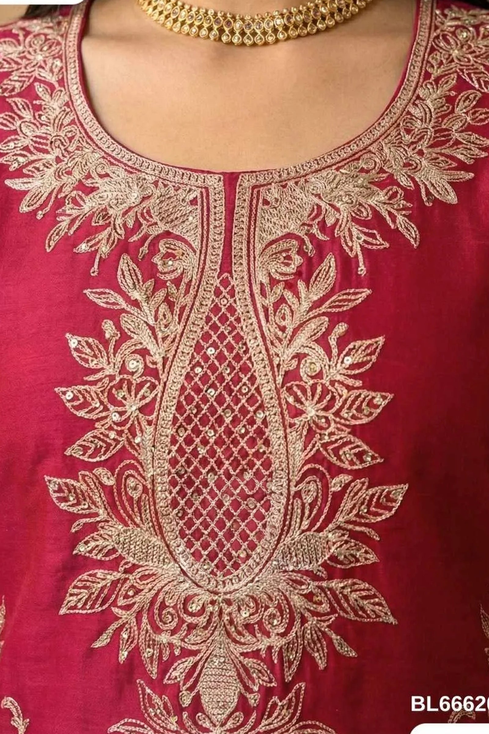 Red Silk Kurta Set with White Lucknowi Embroidery & Intricate Thread Work