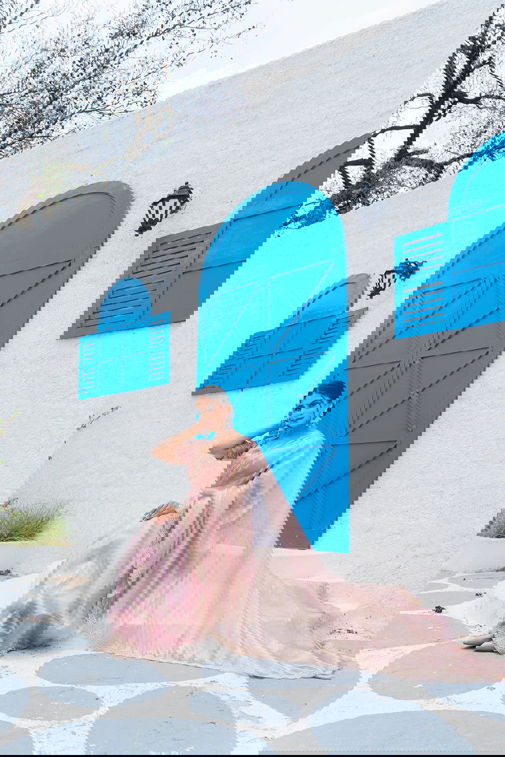 Rose Gold Shimmer Organza Saree with Pearl and Sequin Work - Mayrake.in