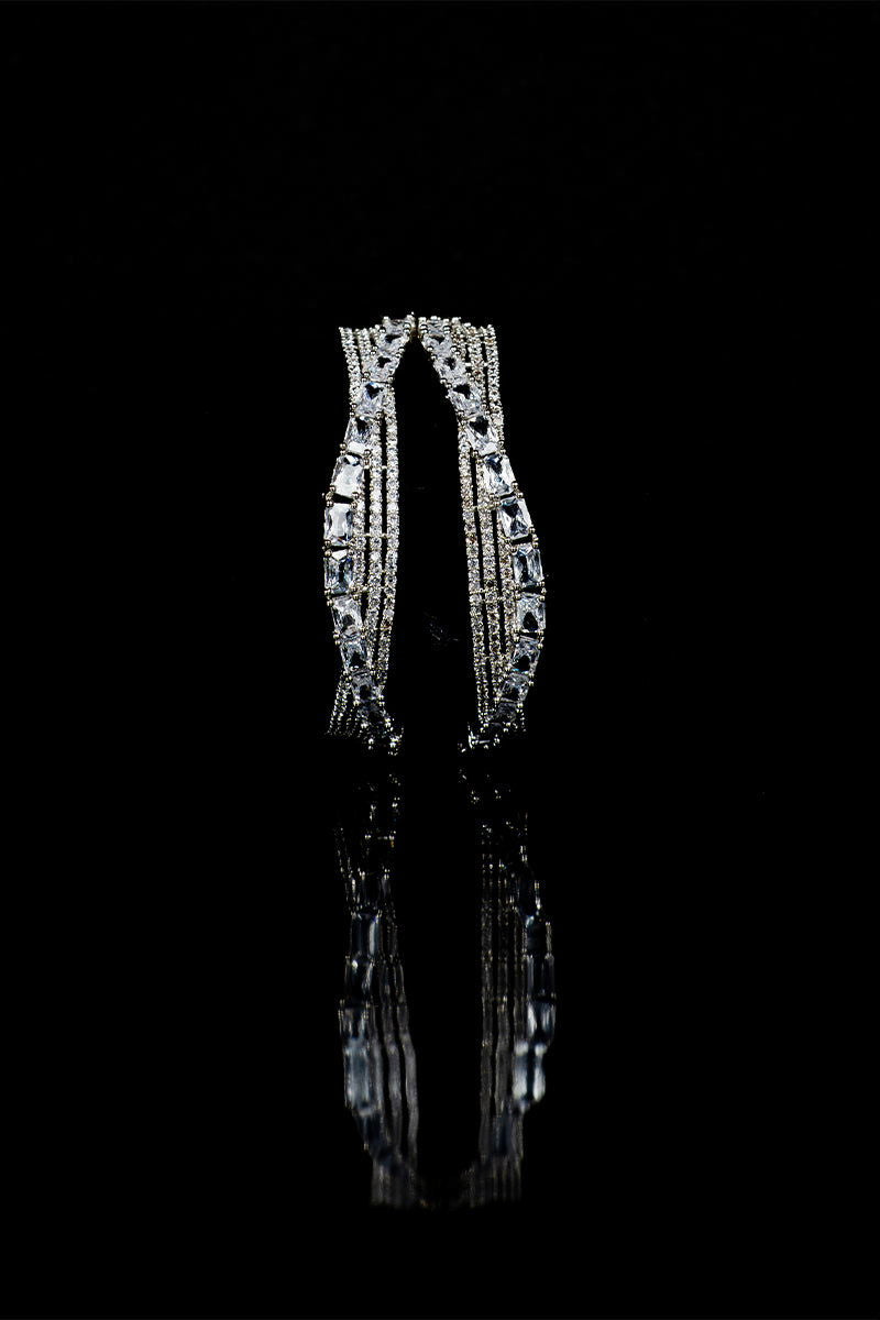 Sparkling AD Bangles with Ruby Stones – Set of Four - Mayrake
