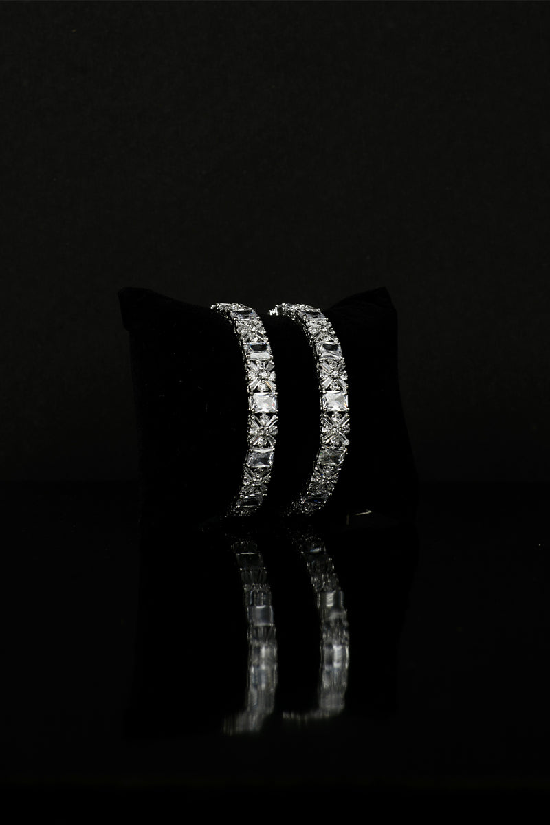 Sparkling AD Bangles with Shimmering Stones – Set of Two - Mayrake