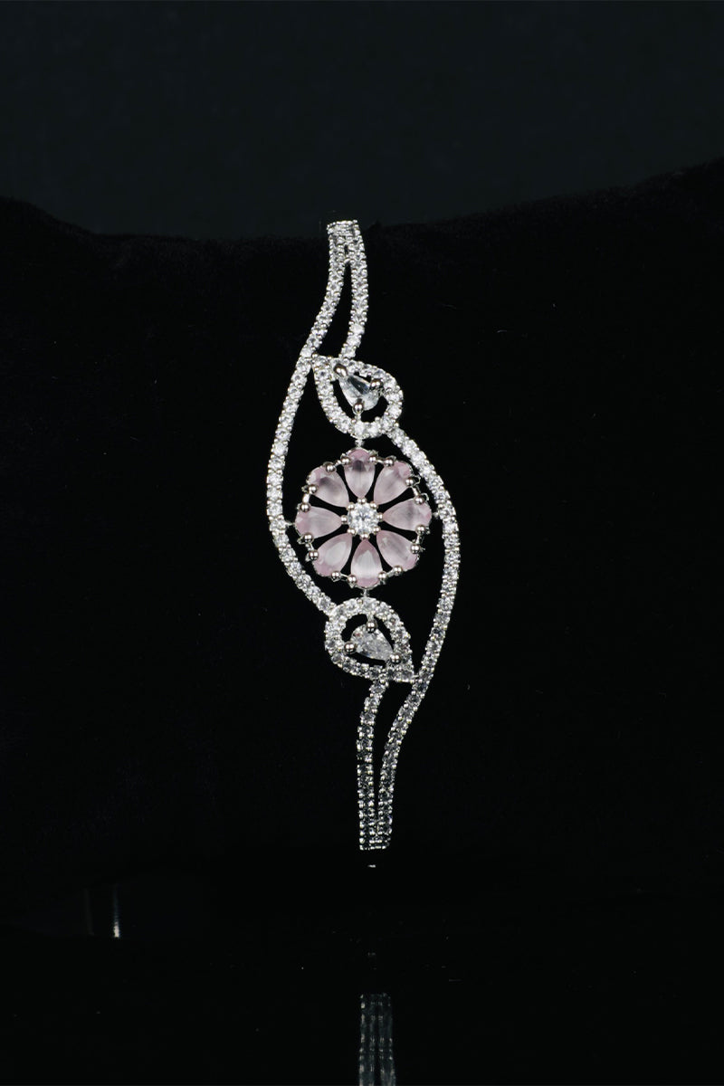Sparkling AD Bracelets with Pink Stones and Elegant Link Lock - Mayrake