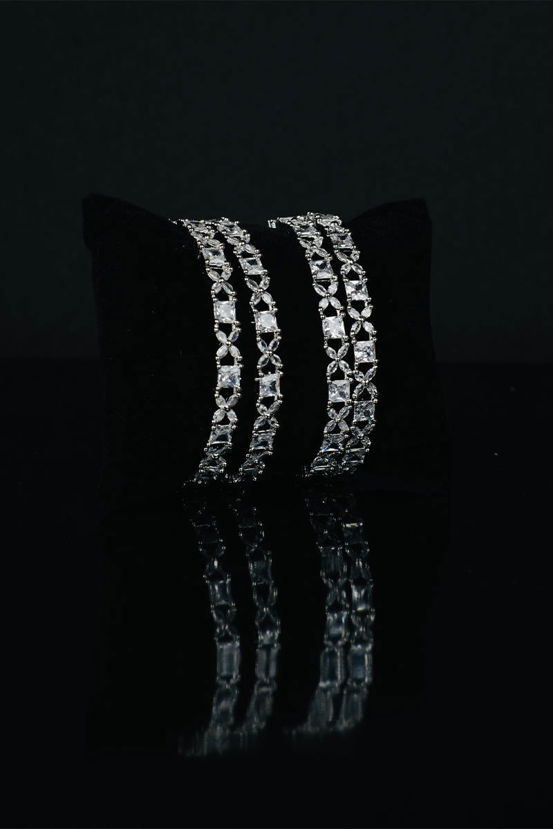 Sparkling AD Shimmering Stones Bangles Set - Mayrake.in