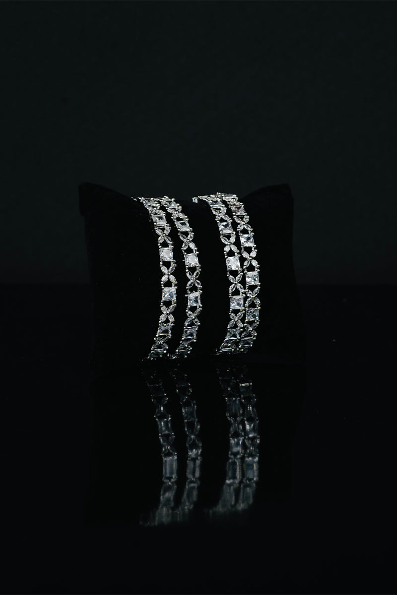 Sparkling AD bangles with shimmering stones, available as a set of two pieces - Mayrake
