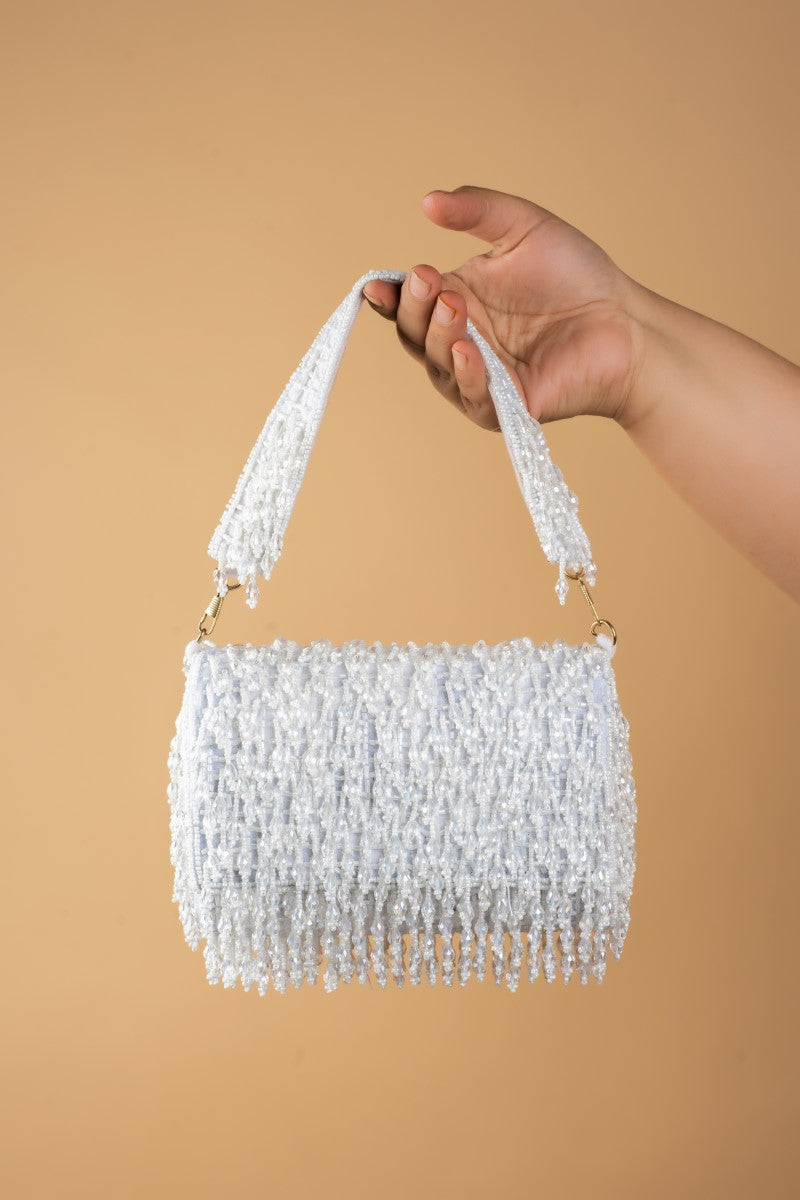 Black Clutch with Tassels and Beads
